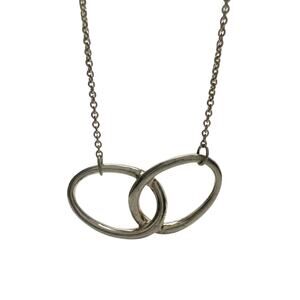 Tiffany and Co Elsa Peretti Large Double Loop Pendant Necklace 15" - Sterling